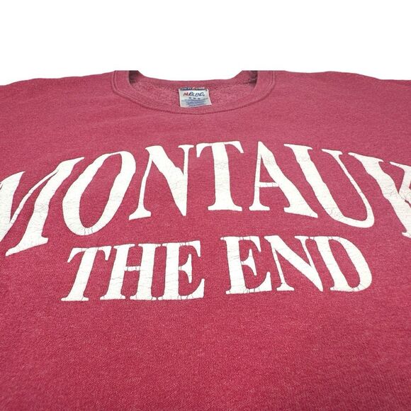 Vintage Jerzees Montauk The End Crew Neck Sweatshirt - Size Medium - Picture 6 of 6
